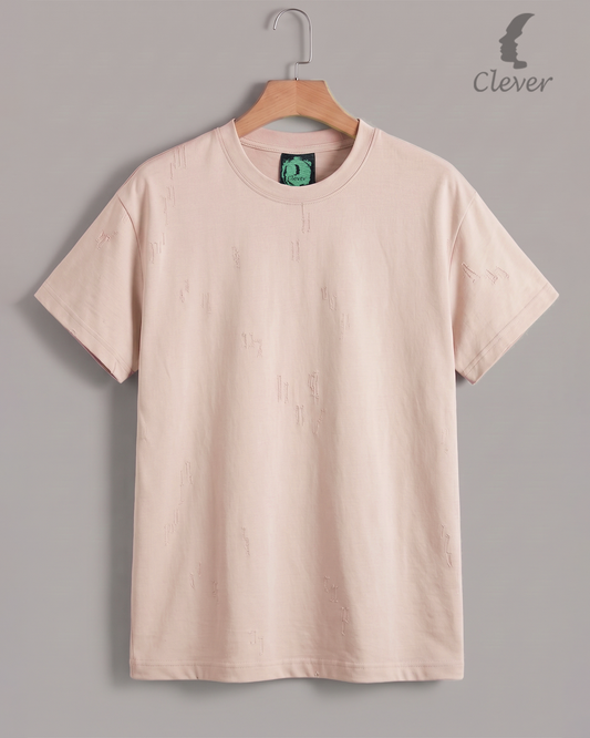Rose Over Size Round Cotton T-Shirt