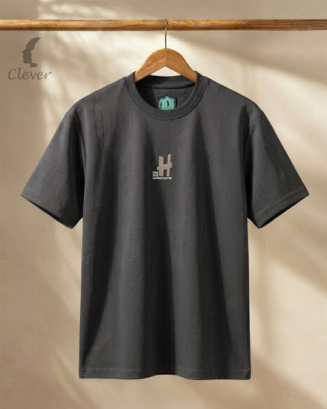 Metallic Grey Printed Over Size Cotton T-Shirt