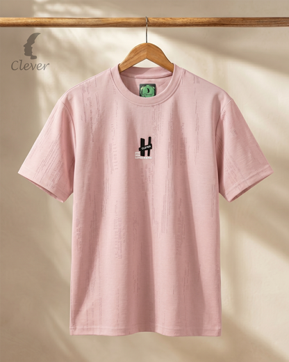 Pink Printed Over Size Cotton T-Shirt