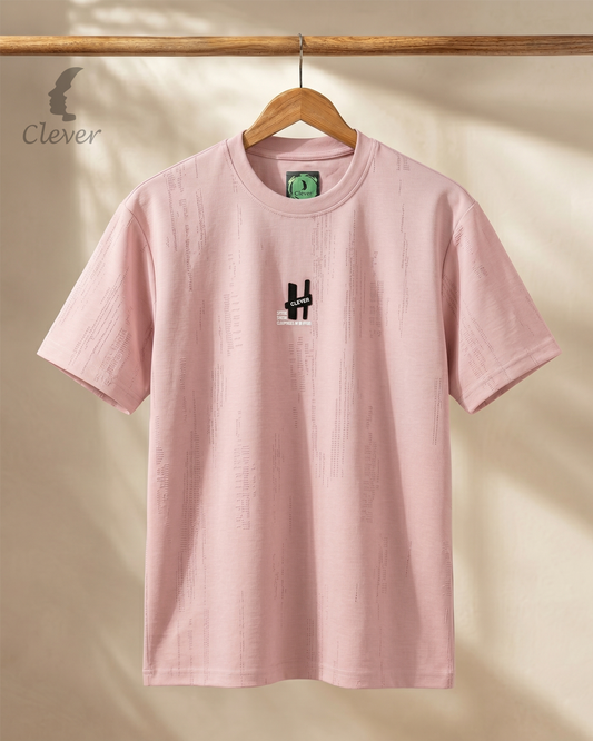 Pink Printed Over Size Cotton T-Shirt