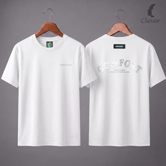 White Over Size Casual Printed Cotton T-Shirt