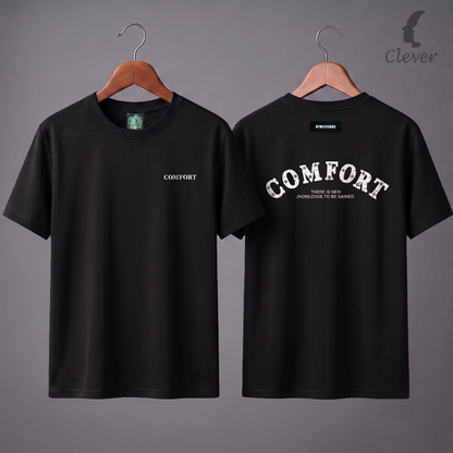 Black Over Size Casual Printed Cotton T-Shirt
