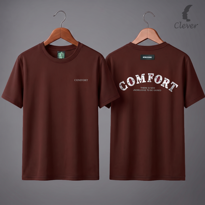 Burgundy Over Size Casual Printed Cotton T-Shirt