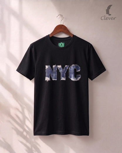 Black Over Size Printed Cotton T-Shirt