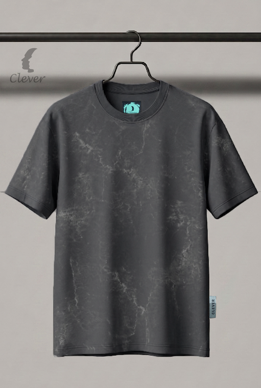 Iron Grey Acid Wash Black Over Size Cotton T-Shirt