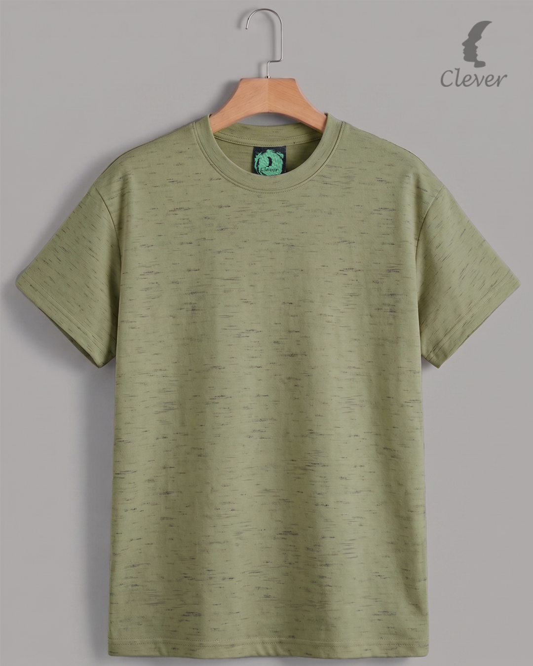 Khaki Over Size Textured Cotton T-Shirt