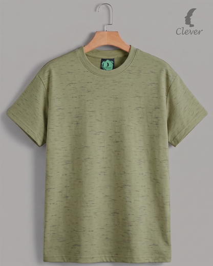 Khaki Over Size Textured Cotton T-Shirt