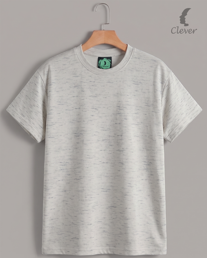 Grey Over Size Textured Cotton T-Shirt