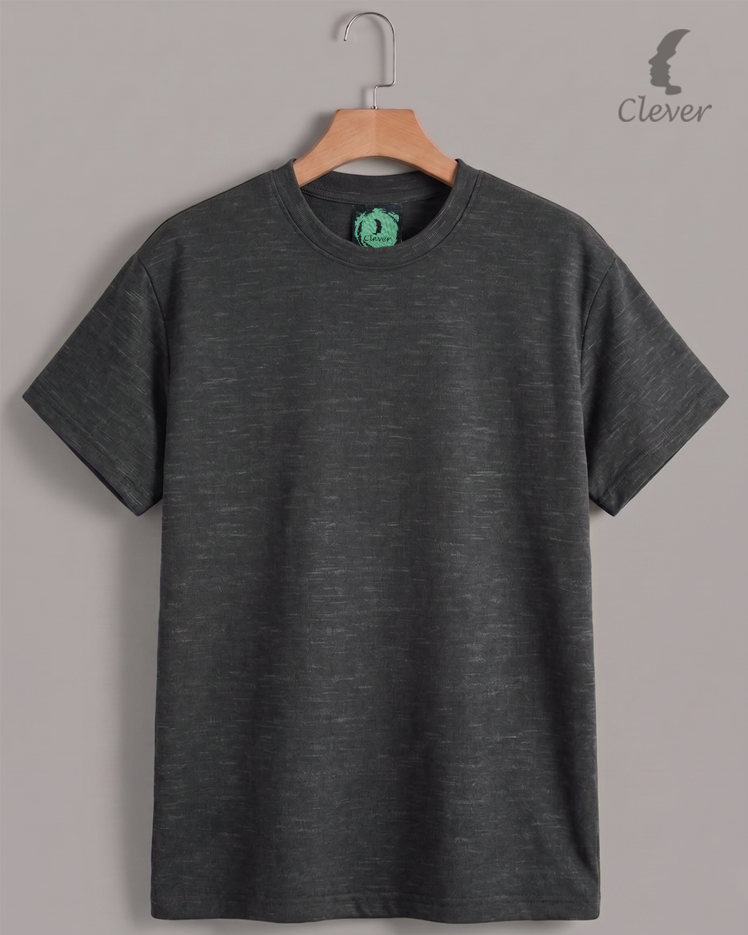Black Over Size Textured Cotton T-Shirt