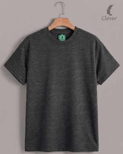 Black Over Size Textured Cotton T-Shirt