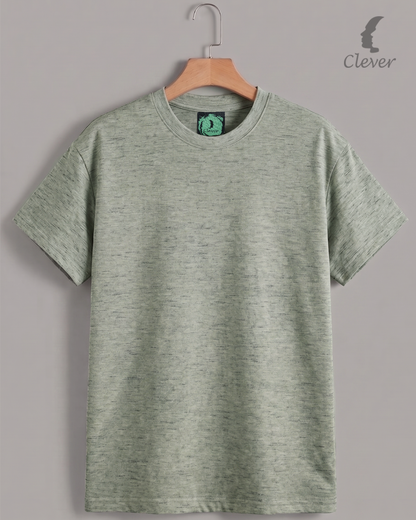 Green Over Size Textured Cotton T-Shirt