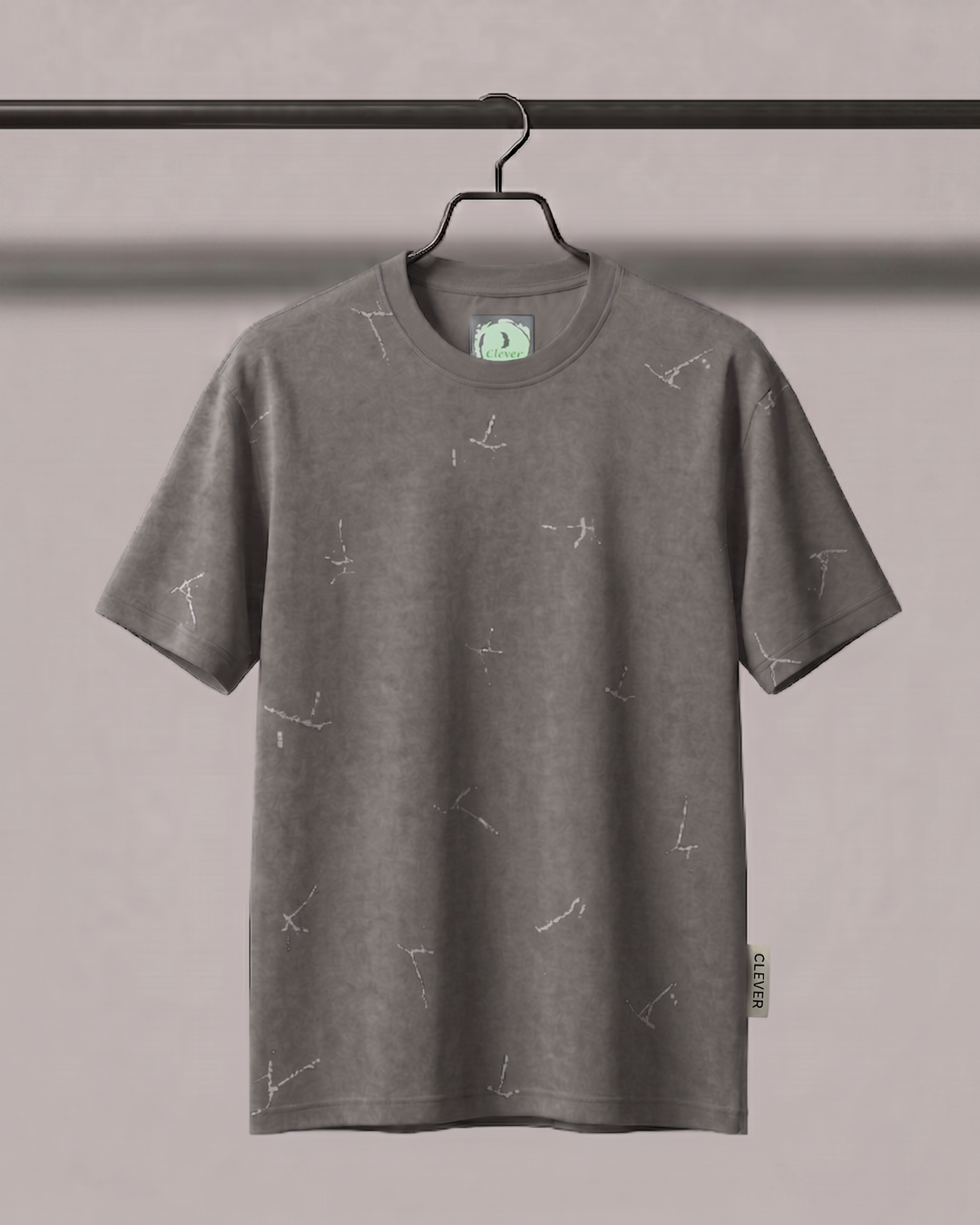 Camel Crew Neck Printed Cotton T-Shirt