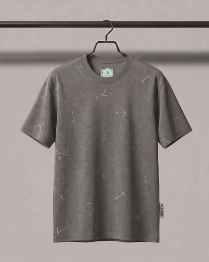 Camel Crew Neck Printed Cotton T-Shirt