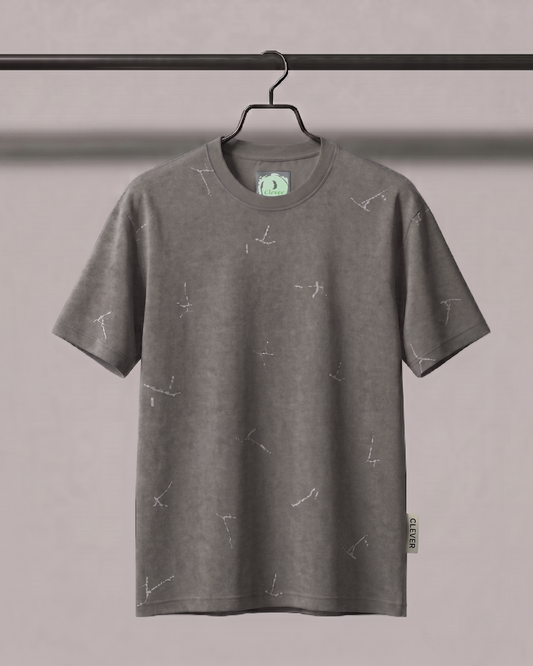 Camel Crew Neck Printed Cotton T-Shirt