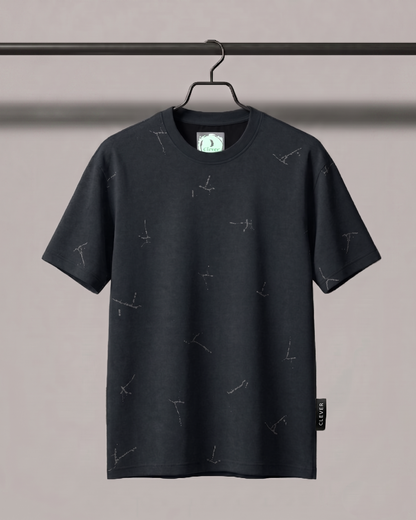 Black Crew Neck Printed Cotton T-Shirt