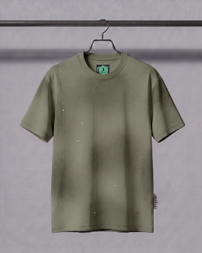 Khaki Over Size Cotton T-Shirt