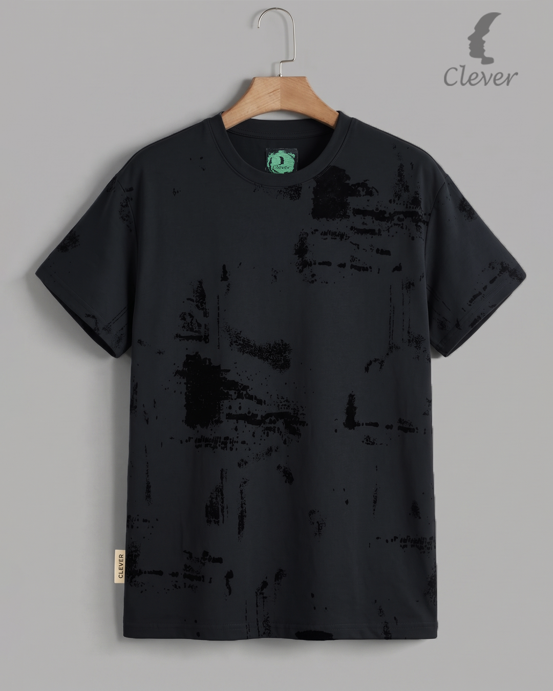Black Over Size Textured Cotton T-Shirt
