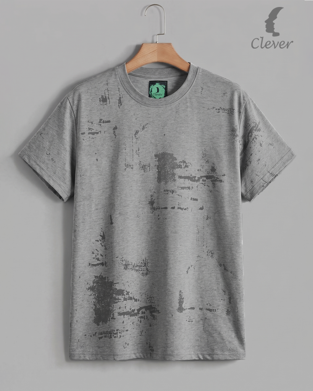 Dark Grey Over Size Textured Cotton T-Shirt