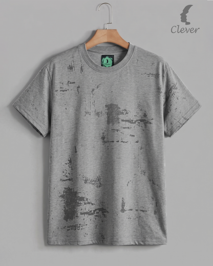 Dark Grey Over Size Textured Cotton T-Shirt