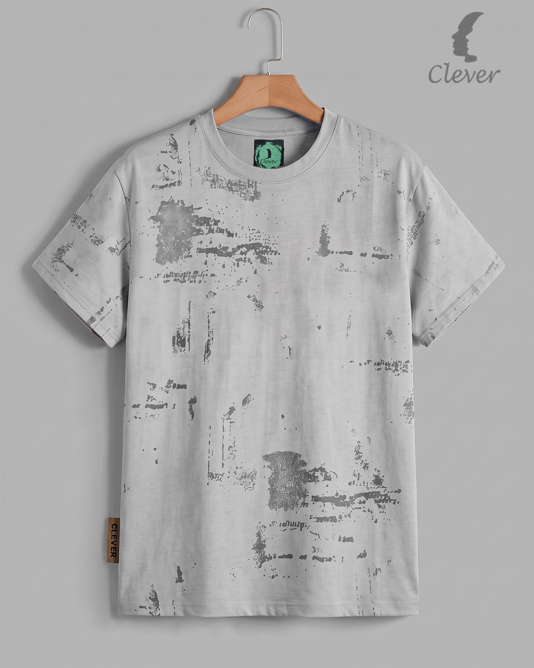 Light Grey Over Size Textured Cotton T-Shirt