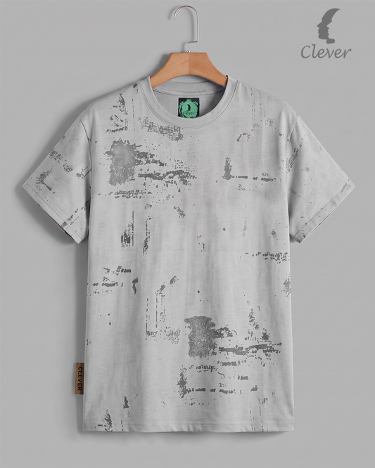 Light Grey Over Size Textured Cotton T-Shirt