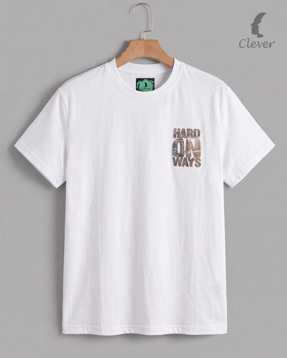 White Over Size Printed Cotton T-Shirt