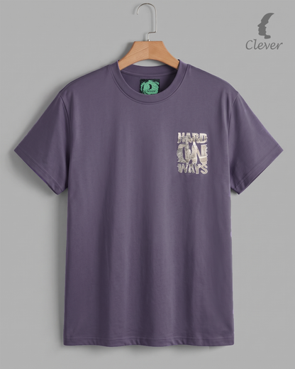 Mauve Over Size Printed Cotton T-Shirt