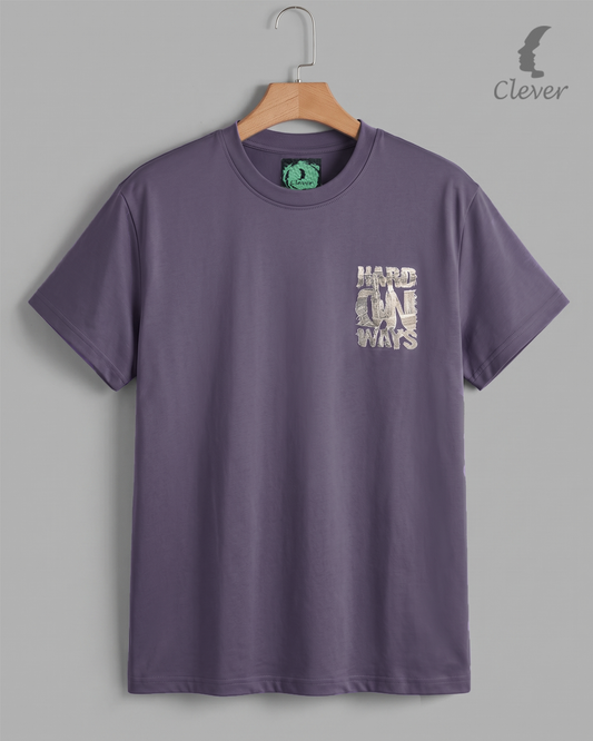 Mauve Over Size Printed Cotton T-Shirt