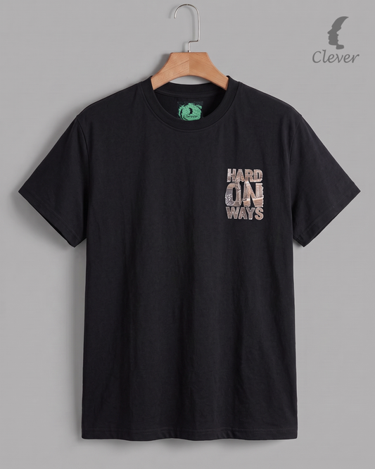 Black Over Size Printed Cotton T-Shirt