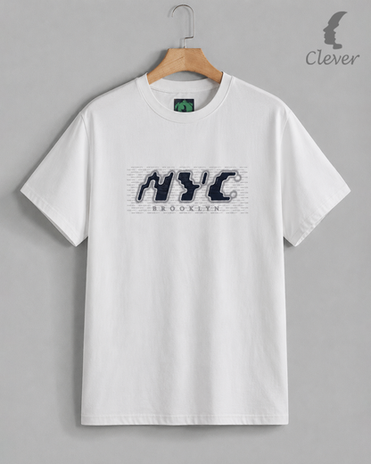 White Over Size Printed Cotton T-Shirt