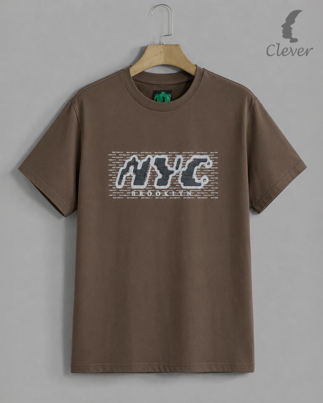 Brown Over Size Printed Cotton T-Shirt