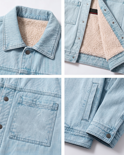 light blue Sherpa-Lined Denim Jacket