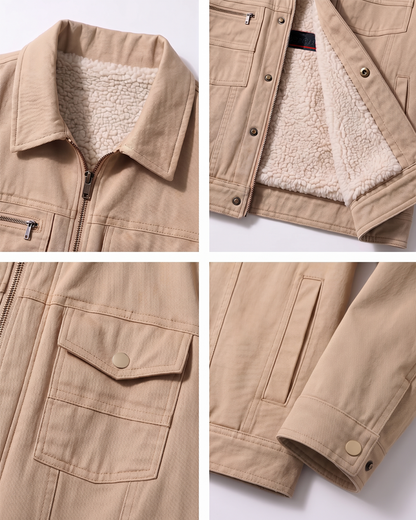 Ribbed fabric bomber jacket - bright beige