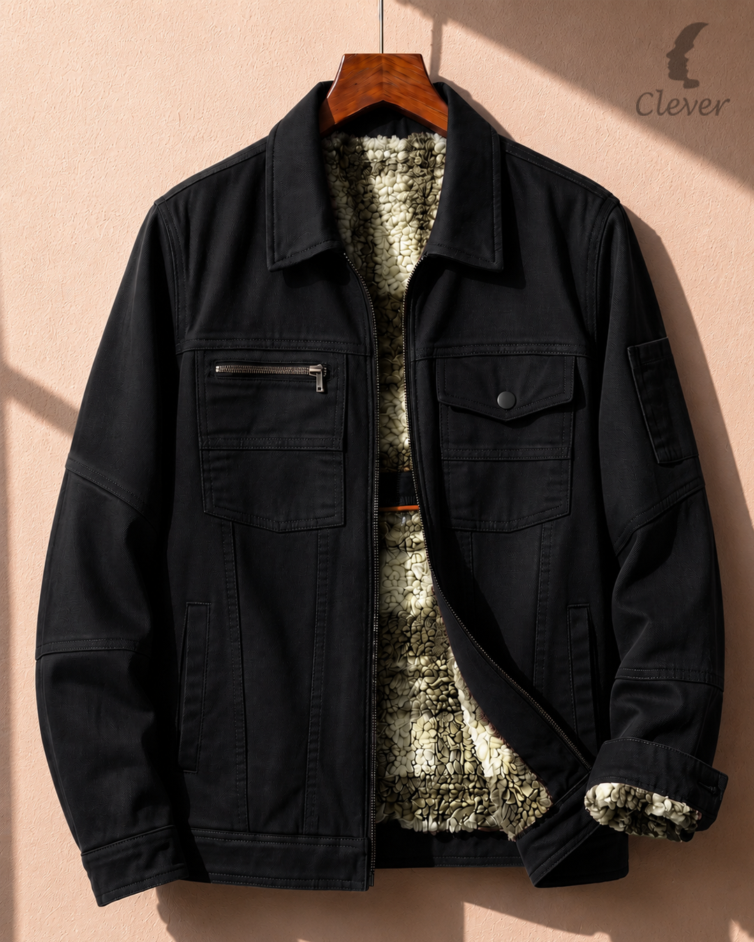 Winter jacket with fur lining - black