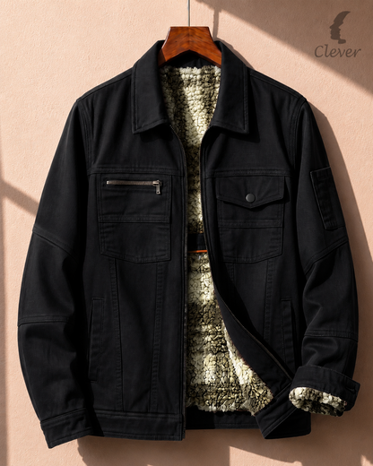Winter jacket with fur lining - black