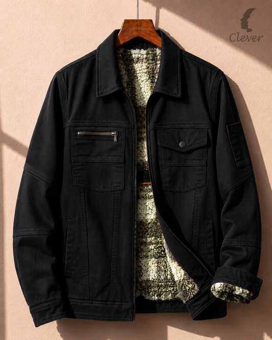 Winter jacket with fur lining - black