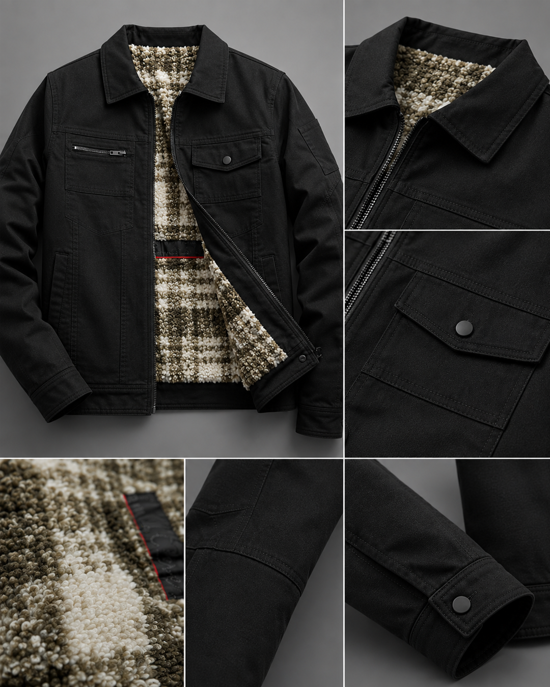 Winter jacket with fur lining - black