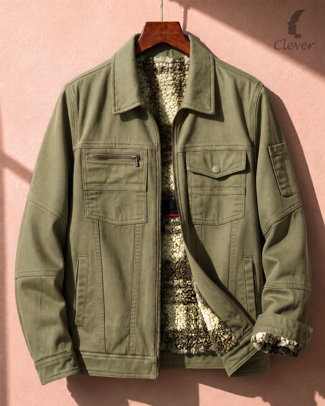 Winter jacket with fur lining -Khaki