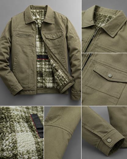 Winter jacket with fur lining -Khaki