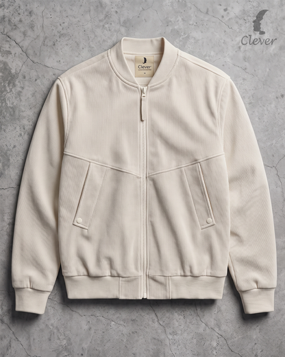 Ribbed fabric bomber jacket - Off-white