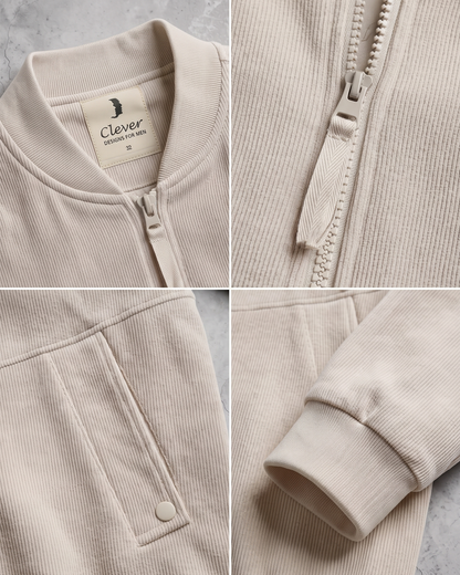 Ribbed fabric bomber jacket - Off-white
