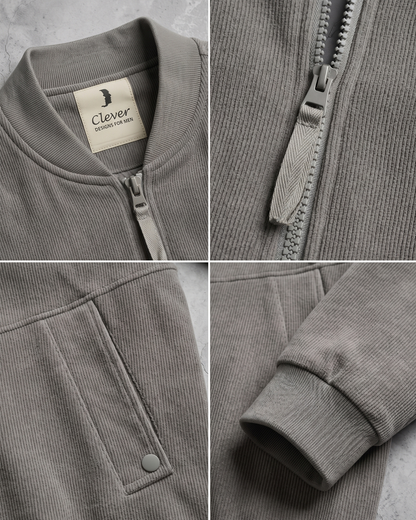Ribbed fabric bomber jacket -Verani