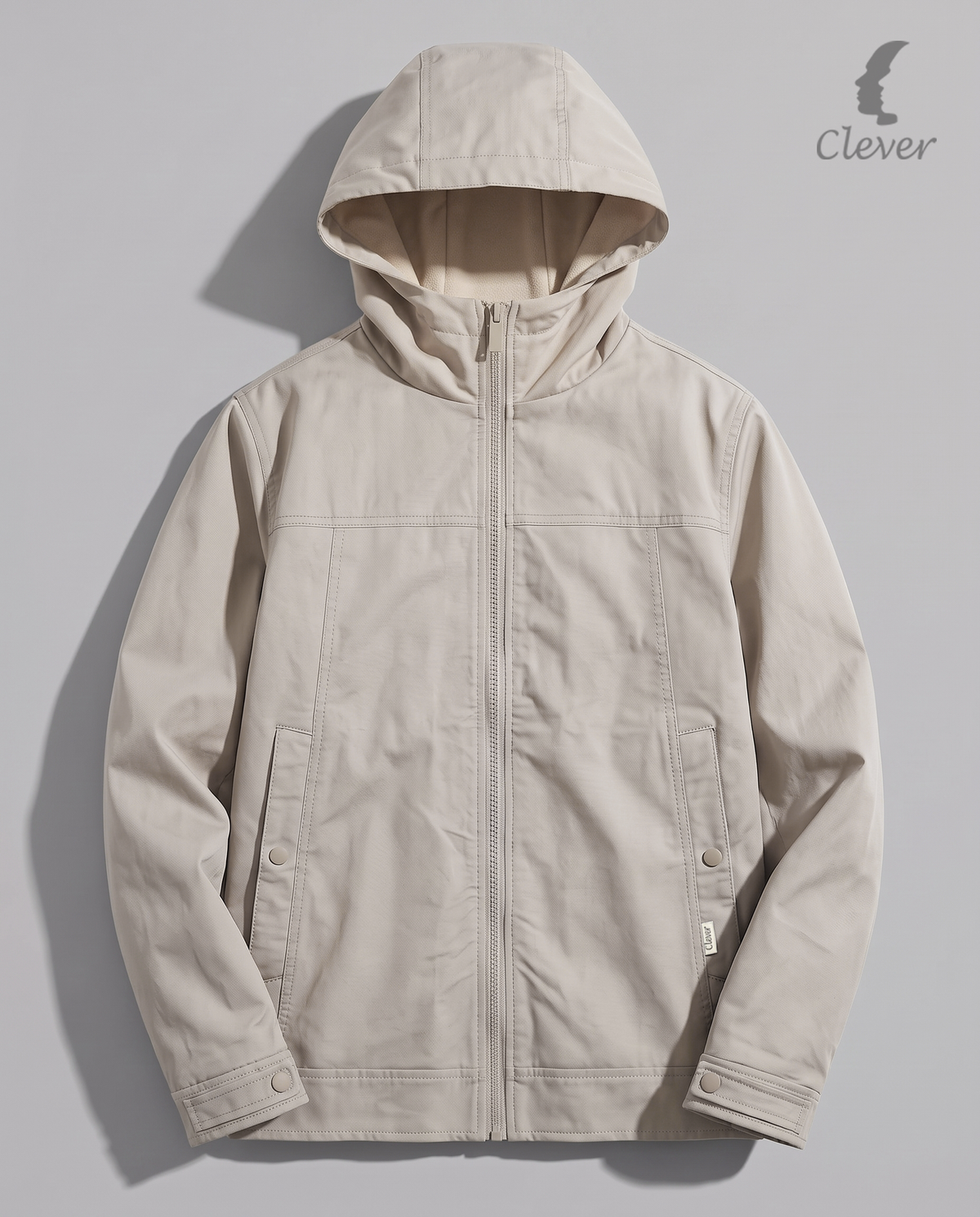 Practical jacket with hood - light beige