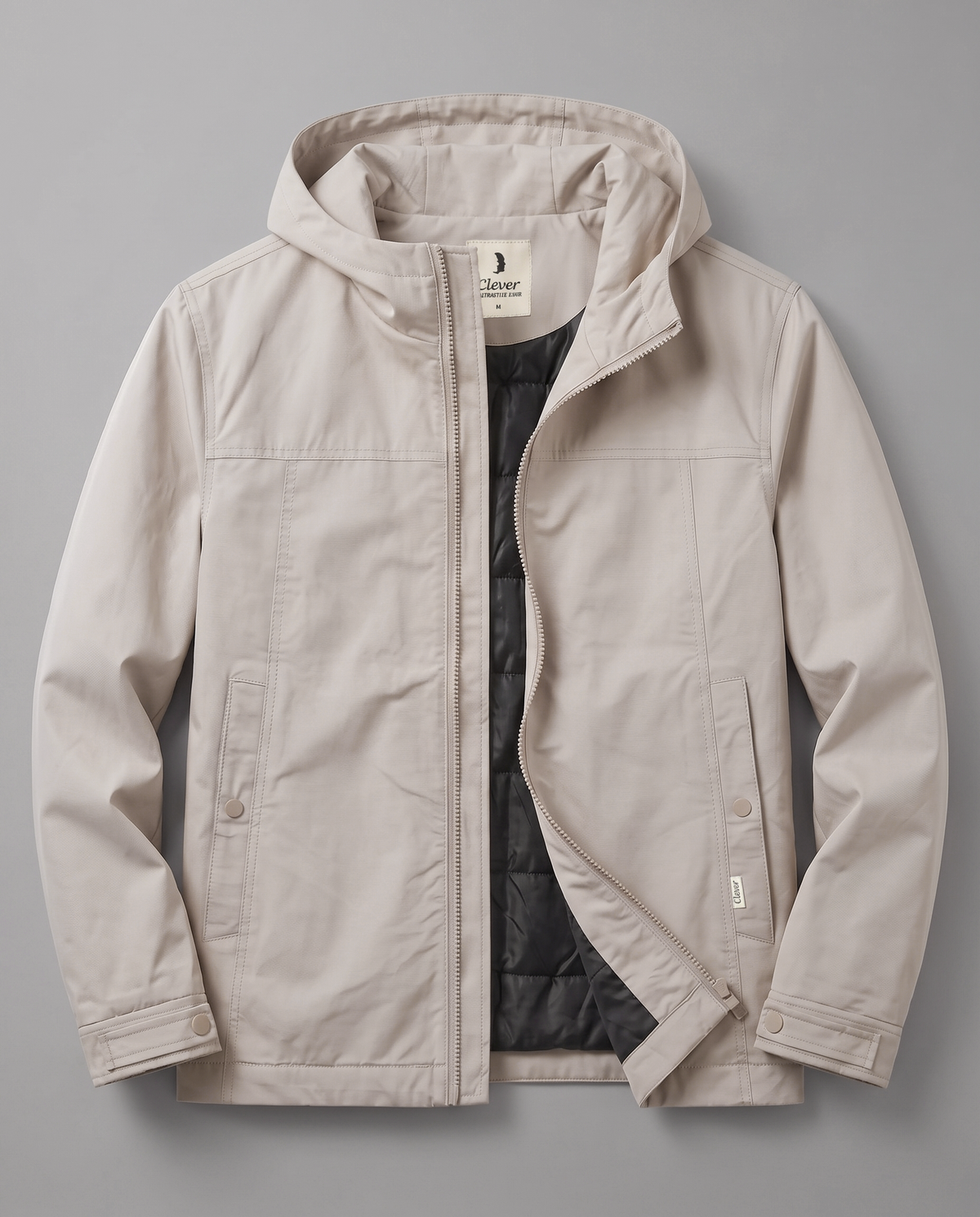 Practical jacket with hood - light beige