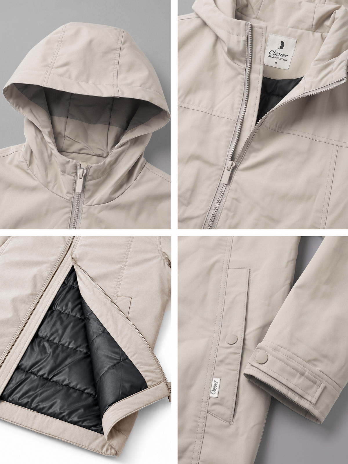 Practical jacket with hood - light beige