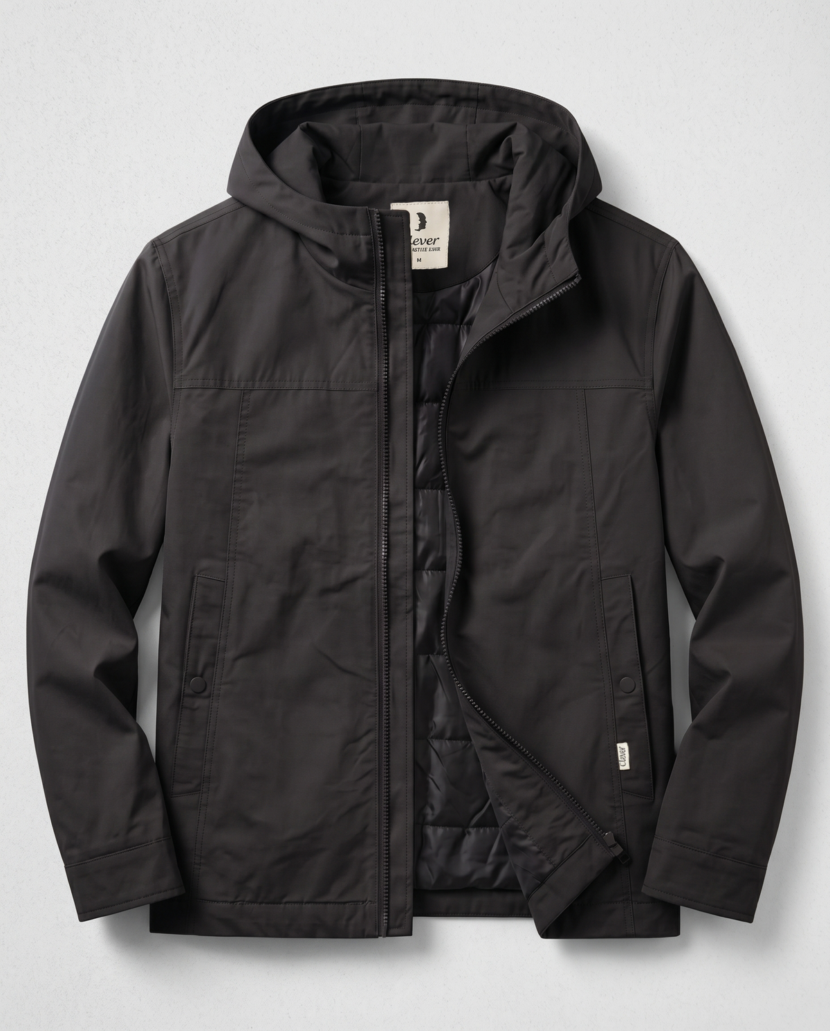Practical jacket with hood -black