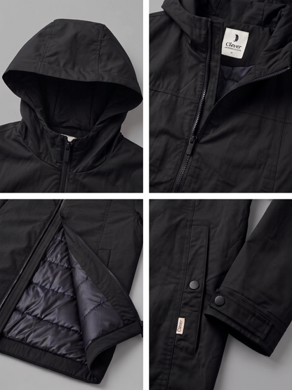 Practical jacket with hood -black