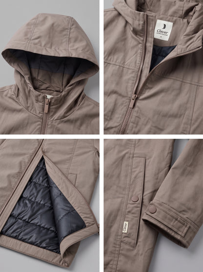 Practical jacket with hood -Cafe