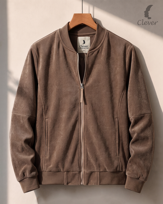 Soft-touch bomber jacket - brown