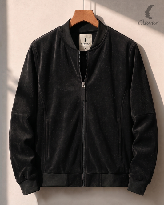 Soft-touch bomber jacket - black